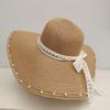 Summer New Sun Hat Bow Grass Hat Sun Protection Vacation Lace Travel Hat Beach Fashionable Fisherman Hat