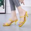 Новые женские сандалии, кожаные желтые сексуальные туфли-лодочки, модные свадебные сандалии на шпильке, Zapatillas Mujer Casa Sapatos Femininos, женские сандалии 2024