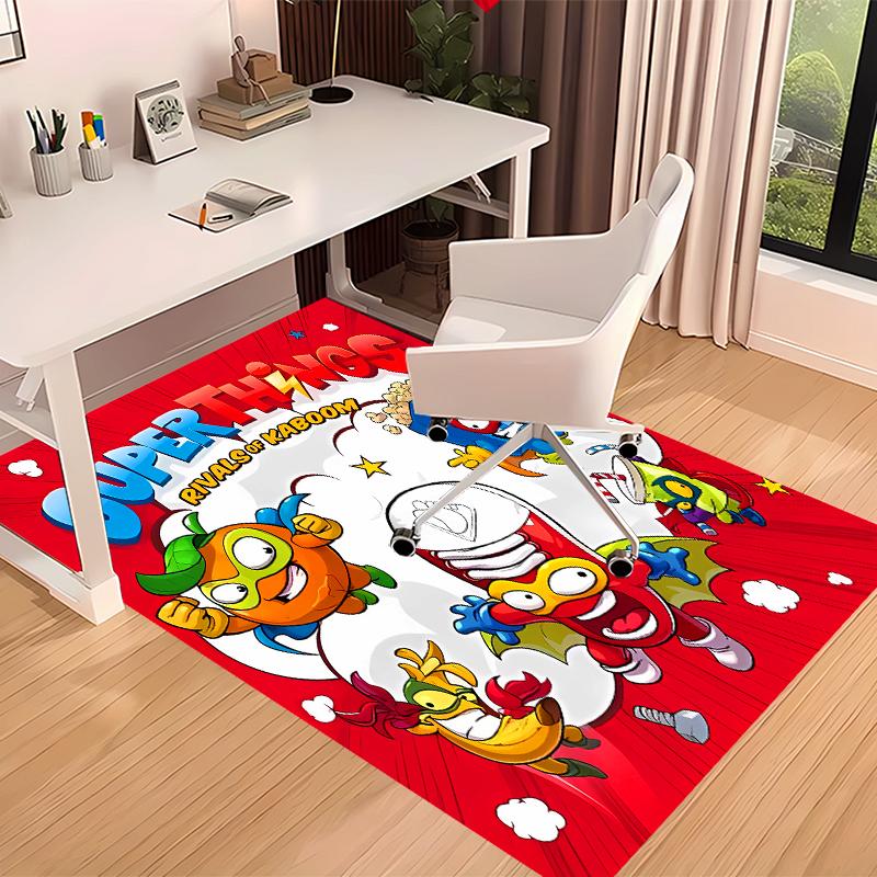 1pc Superthings2 Print Area Rug - Soft, Washable Non-Slip Indoor Mat for Office Chairs, Living Room, Home Office Decorative Rug