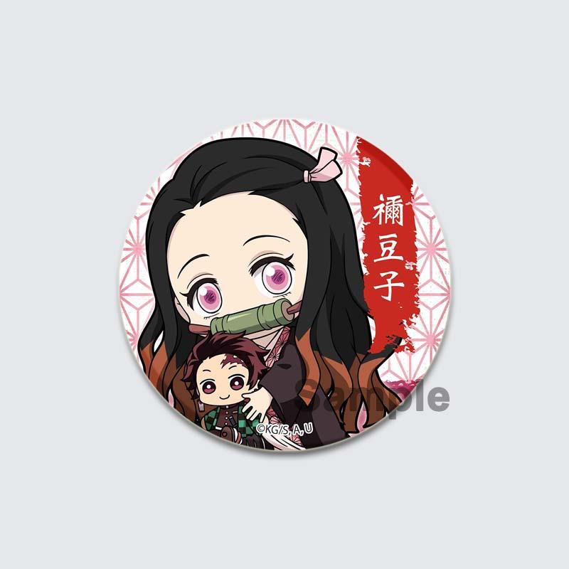 32/44/58mm Kamado Tanjirou Hashibira Inosuke Pin Kochou Shinobu Kamado Nezuko Tsuyuri Kanao Agatsuma Zenitsu Anime Brooche Handmade Demon Slayer Badge