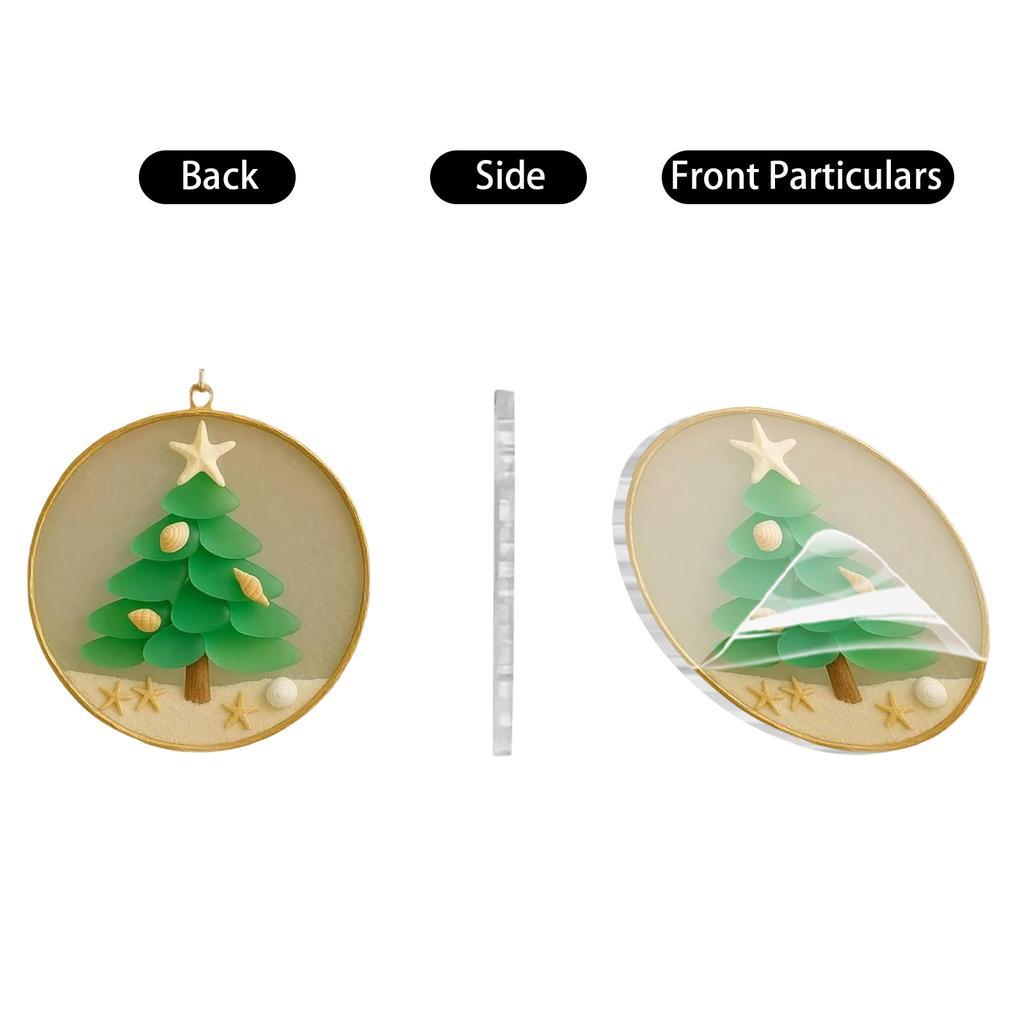 2D Acrylic Coastal Christmas Tree Decorations, Ocean-Themed Home Decor And Room Decorations