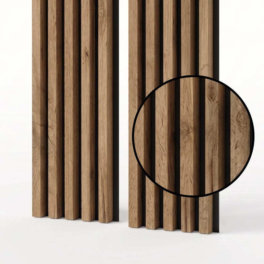 Acoustic Wall Panel Mebano PRO Wotan Oak with Black HDF Backing 2x 26.5x240 cm