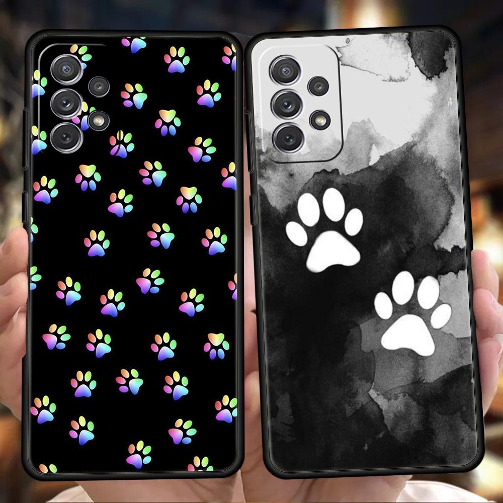 Dog Footprint Paw Cute Phone Case for Samsung Galaxy A15 A14 A25 A54 A34 A51 A71 A72 A73 A32 A52 A11 A21S A31 A41 5G Soft Shell