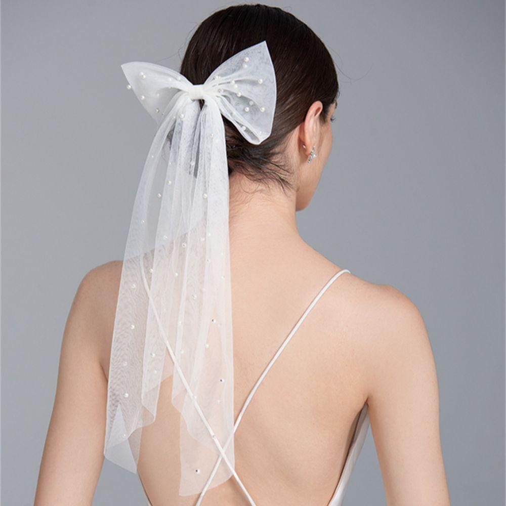 V04A Мини-жемчуг Свадебная фата Бантики Бисерная свадебная фата с гребнем Цветы Причастие Девочки Аксессуары для девичника