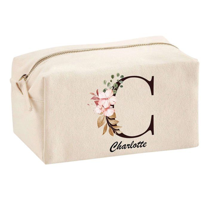 Trousse multifonction Charlotte Lettre Fleur Cadeau Anniversaire Noël Idée Personnalisé | Trousse Scolaire Fournitures Bureau