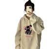 300KW cotton composite sweater for women, autumn new loose medium and long cartoon kitten print top trendy