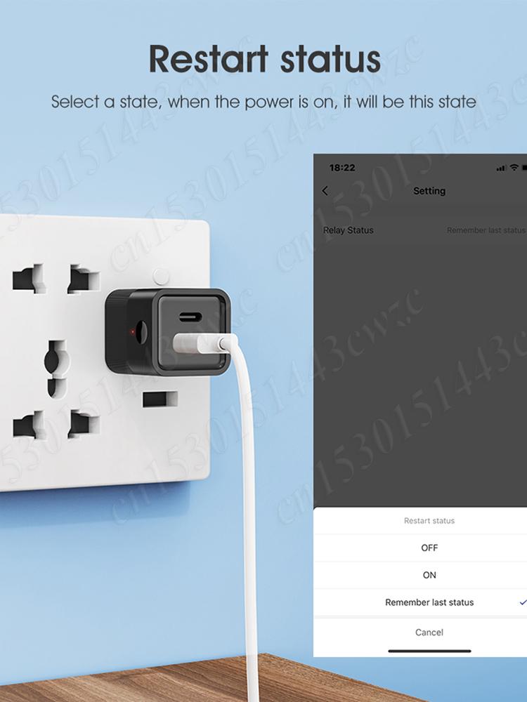 Мини USB-адаптер питания WiFi Зарядное устройство Вилка Таймер USB/Type C Умный WiFi-адаптер Голосовое управление Работает с Alexa и Google Home