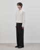 WORK ON BODY OFF Rested Semi-Overfit Henley Neck Knit [White]