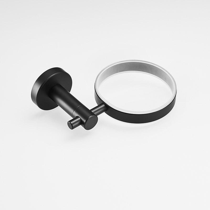 Black Toilet Brush Holder Set Wood Aluminum Wall Mounted Antique Lavatory Bathroom Durable Glass Cup WC Brush Rack Shelf Kit