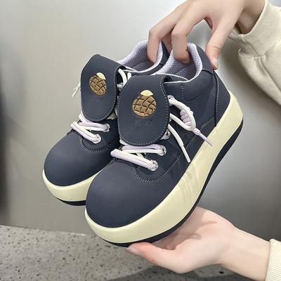 Большие желтые ботинки женские новые уродливые большая голова ботинки Мартина толстая подошва увеличивающие рост повседневные туфли ретро подошва-маффин короткие ботинки