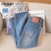 Women's Chinese Style Embroidered Washed Straight-Leg Jeans