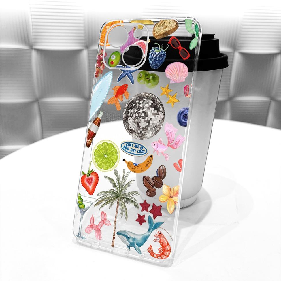 Transparent For iPhone 13 Case Cover Cute Cat Fashion Butterfly Funny Painted Casing A2633 A2482 A2631 A2634 A2635