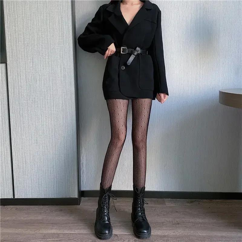 Сексуальные женские прозрачные колготки, бесшовные ажурные нейлоновые колготки в горошек, черные плотные чулки в сетку, женские чулочно-носочные изделия