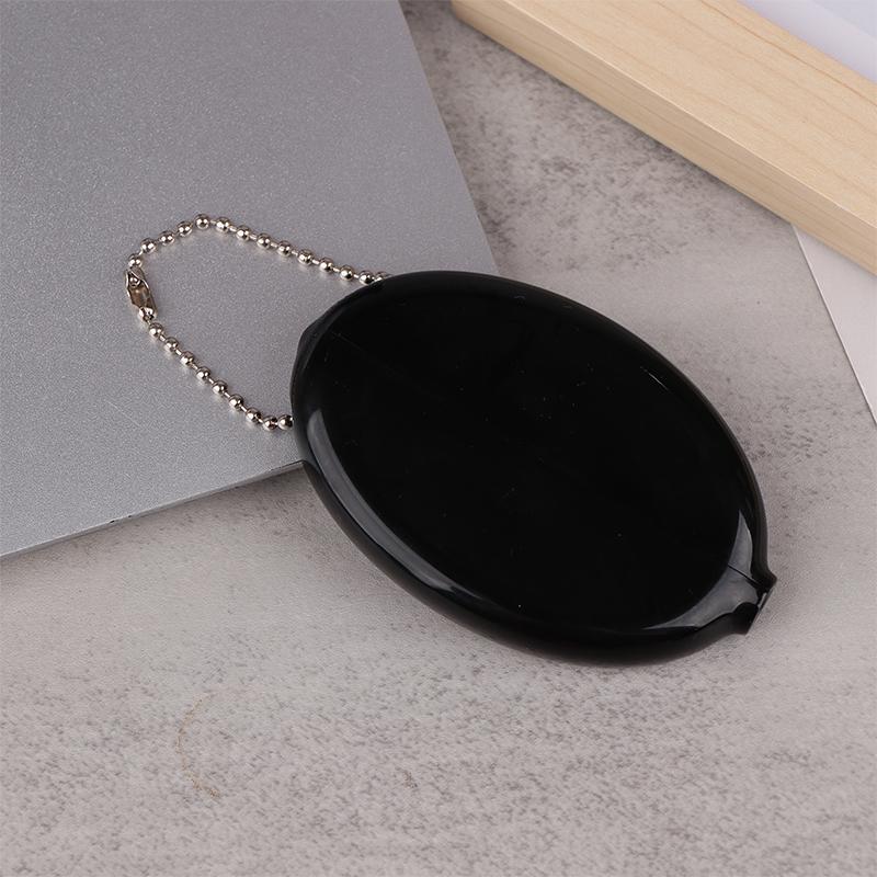 Solid Color PVC Fashion Portable Bag Pendant Small Oval Coin Purse Mini Earrings Rings Storage Box With Chain