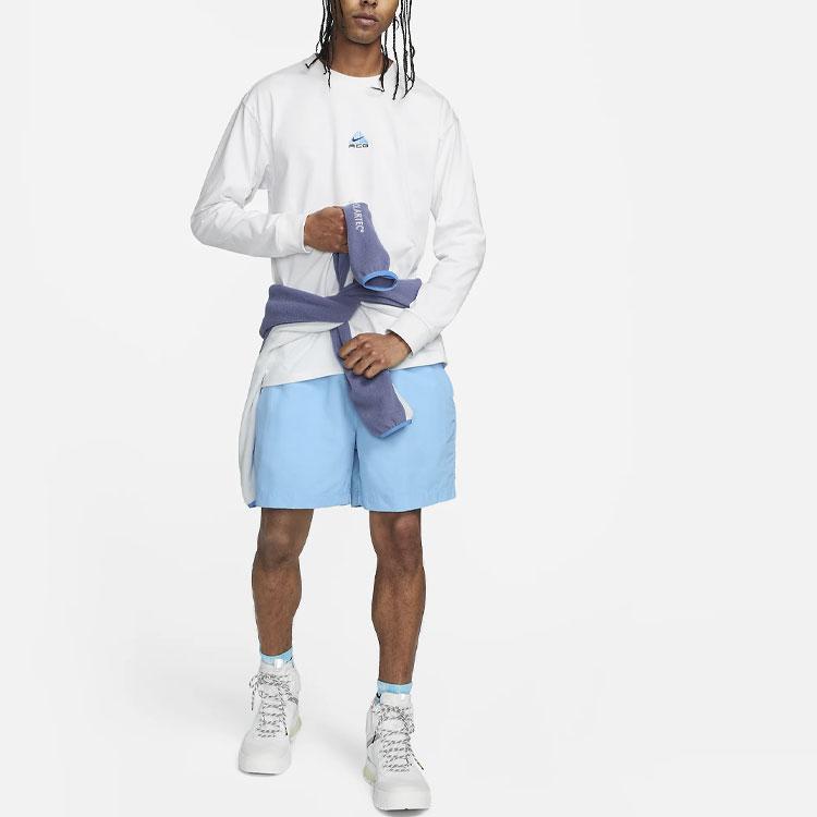 Nike Мужская футболка с длинным рукавом и вышивкой логотипа ACG Lungs, в рубчик, с круглым вырезом, Топы Summit-White DR7753-123