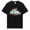 Summer Men's Classic Car Print Round Neck T-shirt Made of Pure Cotton Handsome Hip-hop Cool Street Style Short Sleeved Shirt