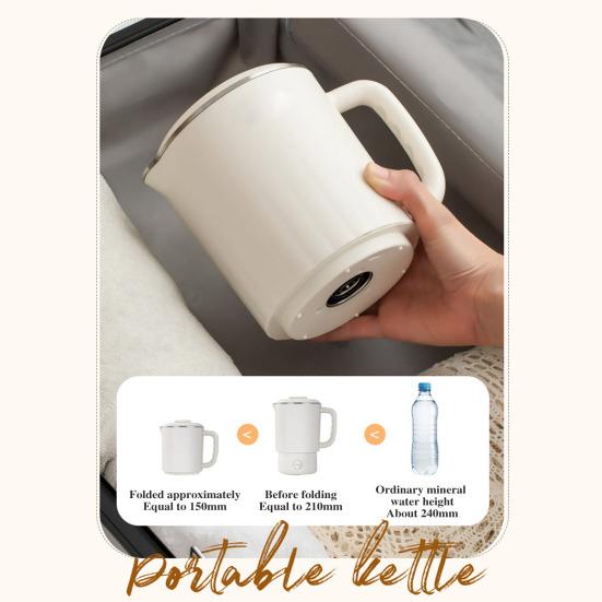 800ml Collapsible Travel Electric Kettle BPA-Free Auto Shut-off Foldable Design Portable 600W Water Boiler Small Kettle