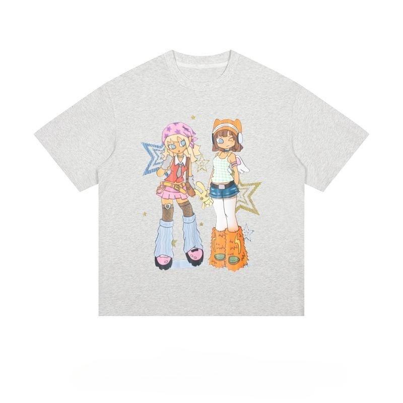 Japanese Harajuku Y2k Women's Cropped Grunge Clothing 2000s Tops Emo T Shirt for Women Goth Graphic Tees Female Clothing