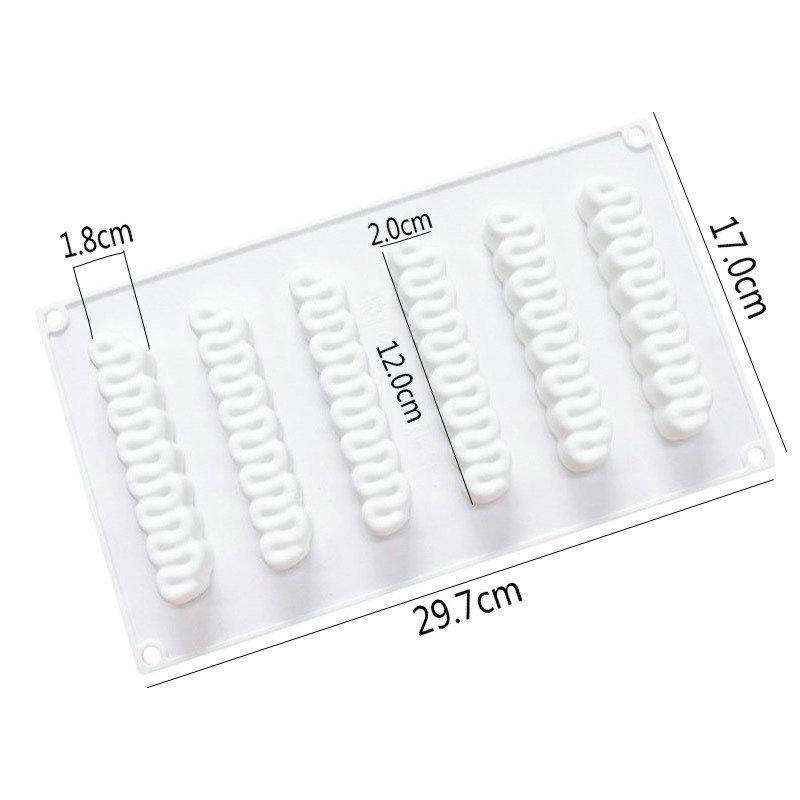 1 шт. Форма для муссового торта из силикона с 6 скрученными полосками для выпечки французской выпечки, волнистый крем, десерт, декоративная шоколадная форма