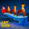 11.81FT Inflatable Toy Santa Claus Sleigh Reindeer Christmas Yard Decoration LED Lit Xmas Supplies Home Ornament Festive Gift