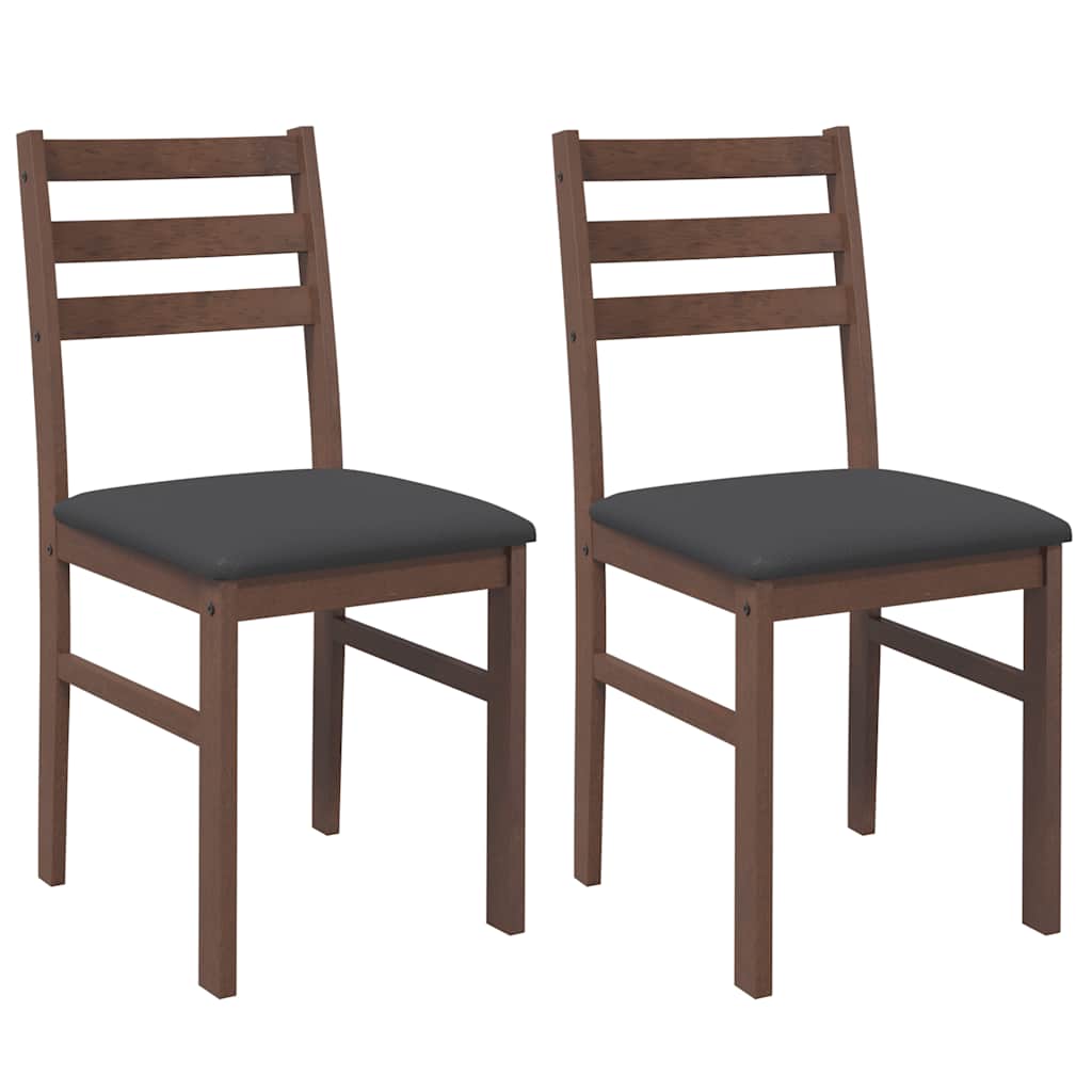 Dining Chairs with Cushions 2 pcs Brown Solid Rubberwood