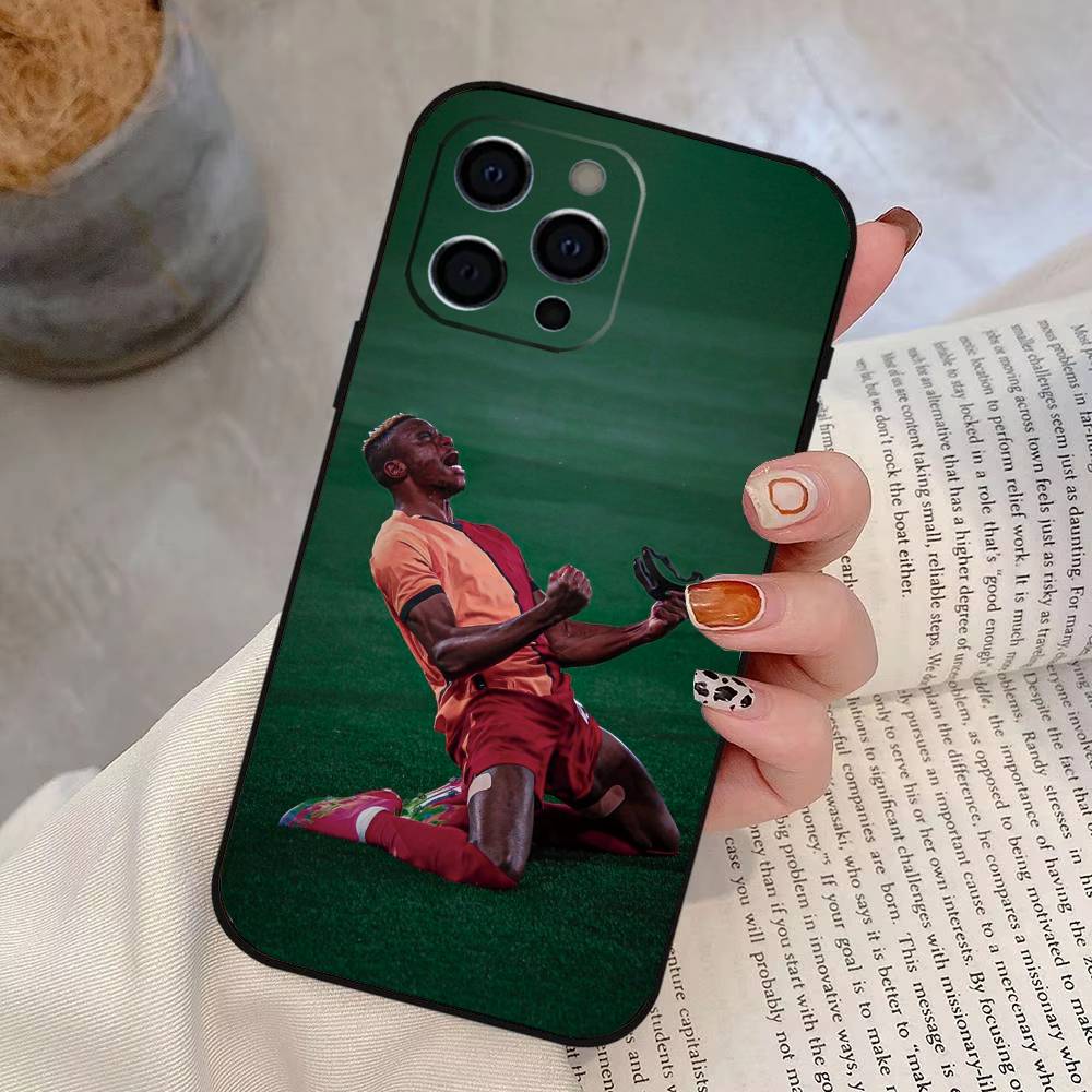 Футбольный V-Victor O-Osimhen Чехол для телефона для iPhone 17,16,15,14,13,12,11 Plus,Pro Max,XS,Мягкий силиконовый черный чехол