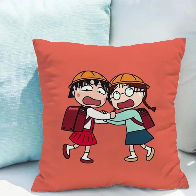 Chibi Maruko-chan Pillowcase Cushion Cover X Ornamental Pillows for Living Room Fall Decor Pillow Hugs Lounge Chairs Covers