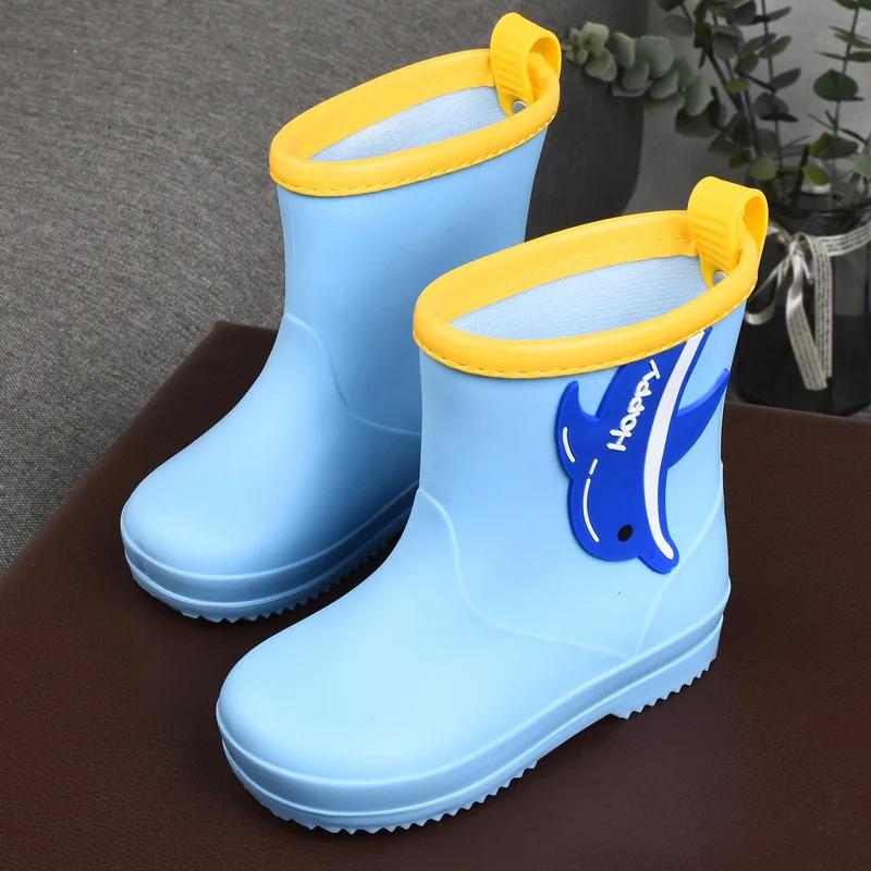 Ботинки Bota Girl Shoe Kid Rain Shoes Cute Cartoon Boy Girl Soft Non-Slips Rubber Boots Plush warm Kids Rain Shoes PVC Waterproof Water Boots