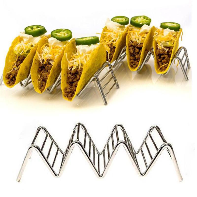 Premium Food Grade Stainless Steel U-shaped 2-slot Taco Rack For Tables
