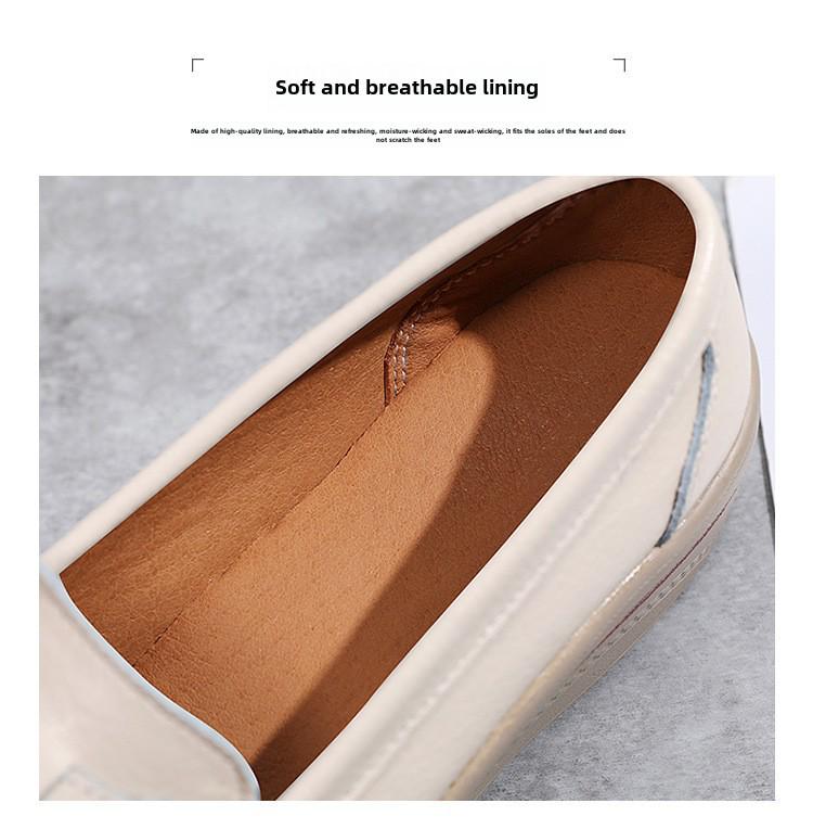 Женские туфли на танкетке из натуральной кожи на толстой подошве, с полым дизайном, большого размера, идеально подходят для мам среднего возраста