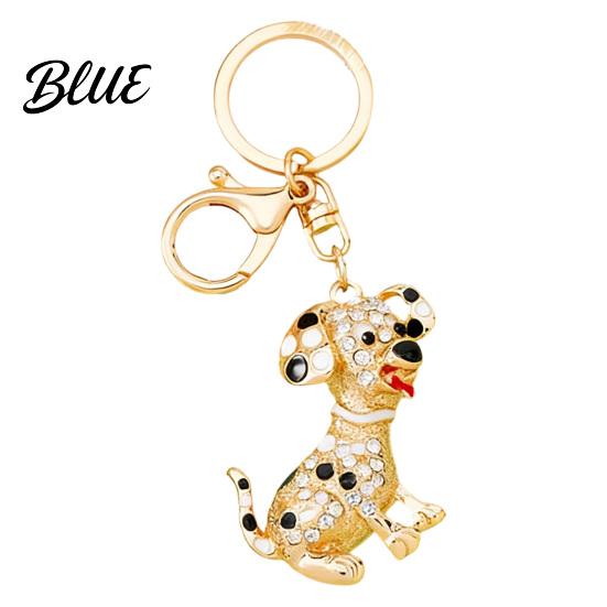 Alloy Keychain Pendant Rhinestones-Encrusted Cartoon Puppy Charm Key Chain Durable