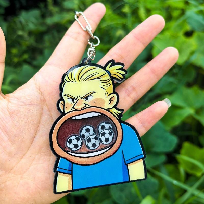 Haaland Bobblehead Keychain Funny World Cup Football Star Pendant Student Gift Cartoon Doll Accessory