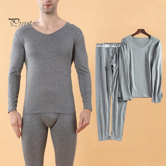 2 шт./компл., мужское зимнее термобелье, комплект длинных трусов, плюс размер, V-образный вырез, облегающий эластичный флис, сохраняет тепло, толстая термо-домашняя одежда, пижамный комплект