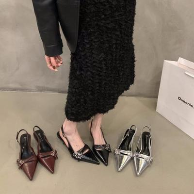 Нишевые туфли на высоком каблуке, красные, с закрытым носком, сандалии, туфли феи, новые весенне-летние, черные, французские, с острым носком, одинарные туфли