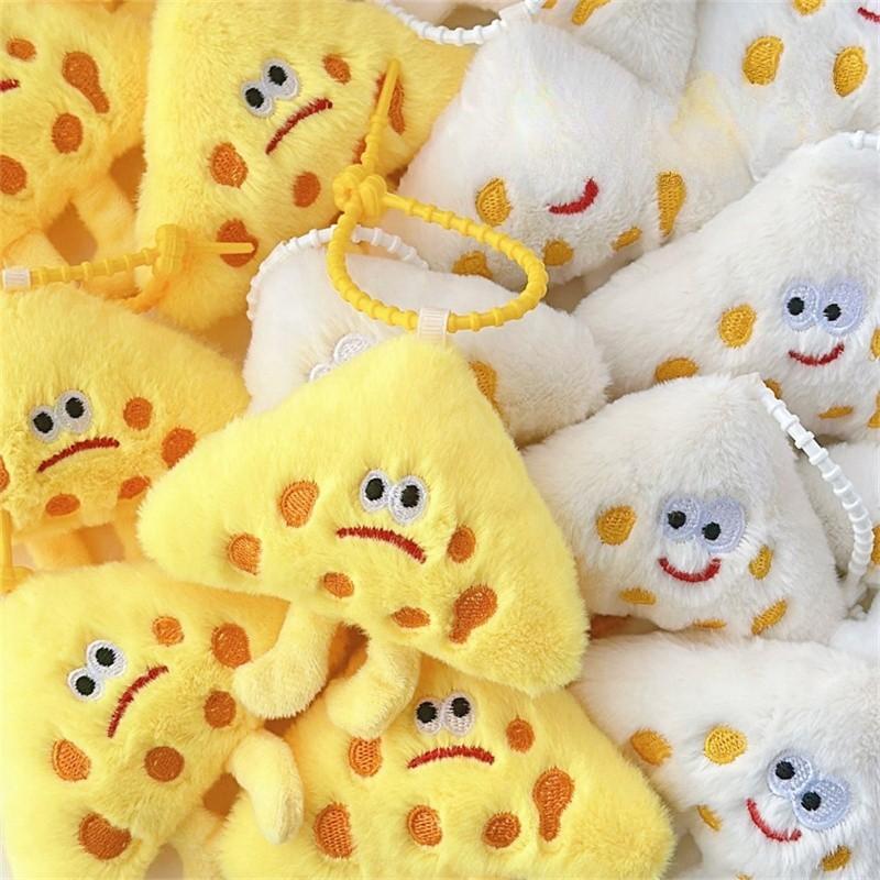 Cute Cheese Keychain Cartoon Plush Doll Toy Keychain Student Bag Pendant Hanging Decorative Gift