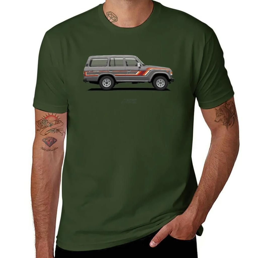Harajuku Mens Tshirts New Land Cruiser 60 Grey Tshirt Summer Tops Funny Oversized T Shirt Plus Size T Shirts For Men Clothing