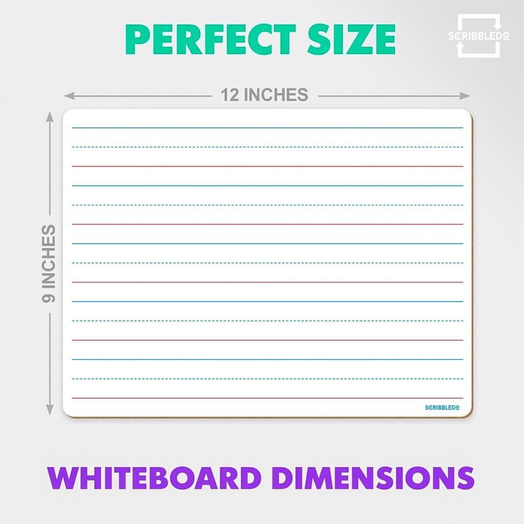 Scribbledo Double Sided Whiteboard Lined Dry Erase Board for Kids Ruled Writing Board Handwriting Practice Small White 9x12 Dry Erase Board with