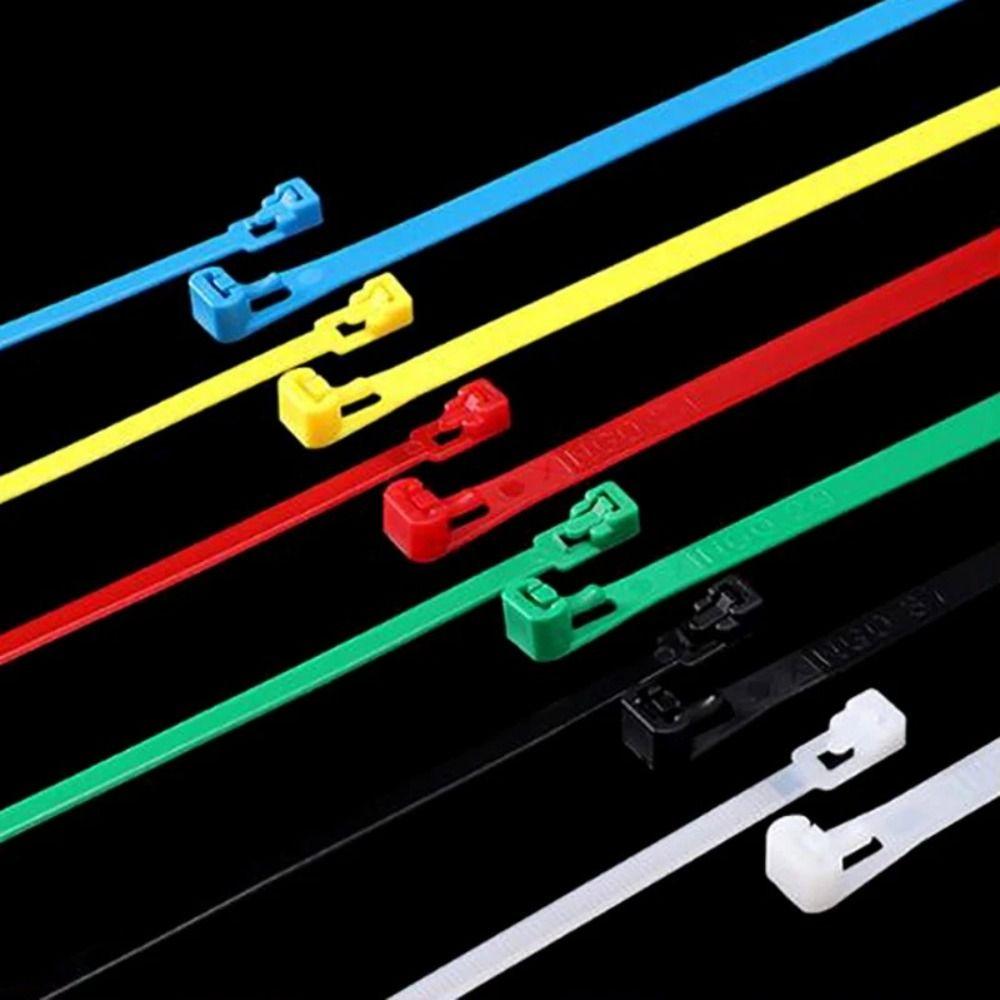 100pcs Random Colors Bundle Belt Reusable Strapping Tape Household Goods Cable Ties  Office