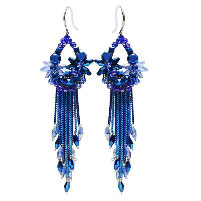 Серьги из бисера, хрустальная округлость, кисточка, цепочка, ручная вязка, богемный сплав, модные простые серьги из рисовых бусин