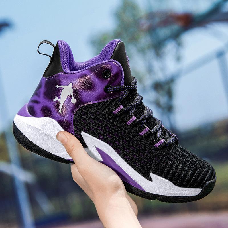Spring and summer children's basketball shoes sgs sports boys' shoes fly-woven mesh student trend middle and older children's casual shoes