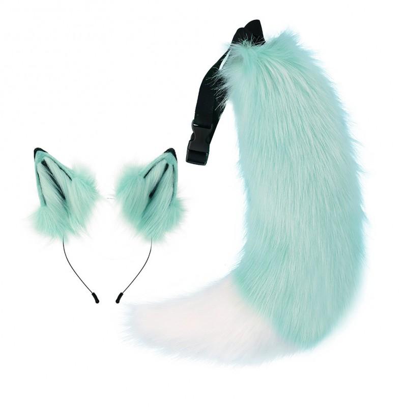 Handmade Furry Wolf Tail Ear Set Cosplay Costume Party Halloween Prop Unisex