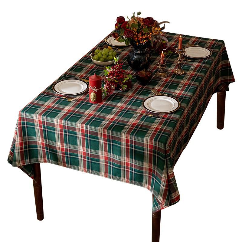 Rustic Plaid Tablecloth Dining Table Long Rectangle Cotton Linen Blend With Tassel Trim Holiday Decor