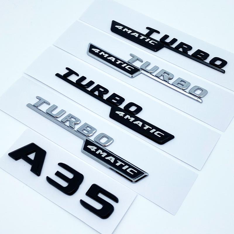 SRGK3 2017 Silver Black Letters A35 Turbo 4matic Emblem for Benz Car Fender Trunk Rear W176 W177 Logo Sticker