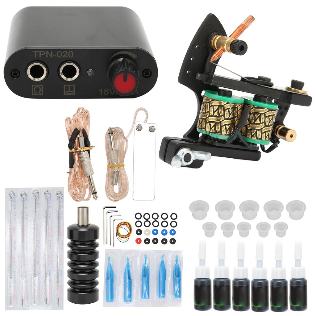 Tattoo Complete Starter Tattoo Kit Professional 6 Inks Power Supply Foot Pedal Needles Grips