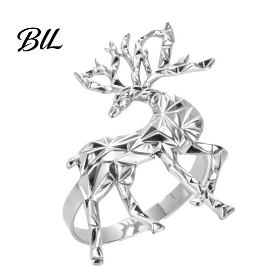 Silver Table Decor Christmas Deer Napkin Ring, Faceted Metal Elk Holder, Reusable Rings Ring for Xmas Holiday Wedding Receptions Dining Decoration