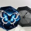 1PC Butterfly Night Automatic Open/Close Umbrella with Windproof, 8-Rib Sturdy Canopy, Durable Ribs, Fashionable Design, Outdoor Accessory, Fun Prin,