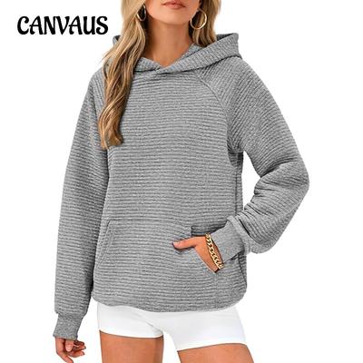 Весенне-осенняя женская толстовка больших размеров с длинным рукавом и карманом, с капюшоном, пуловер