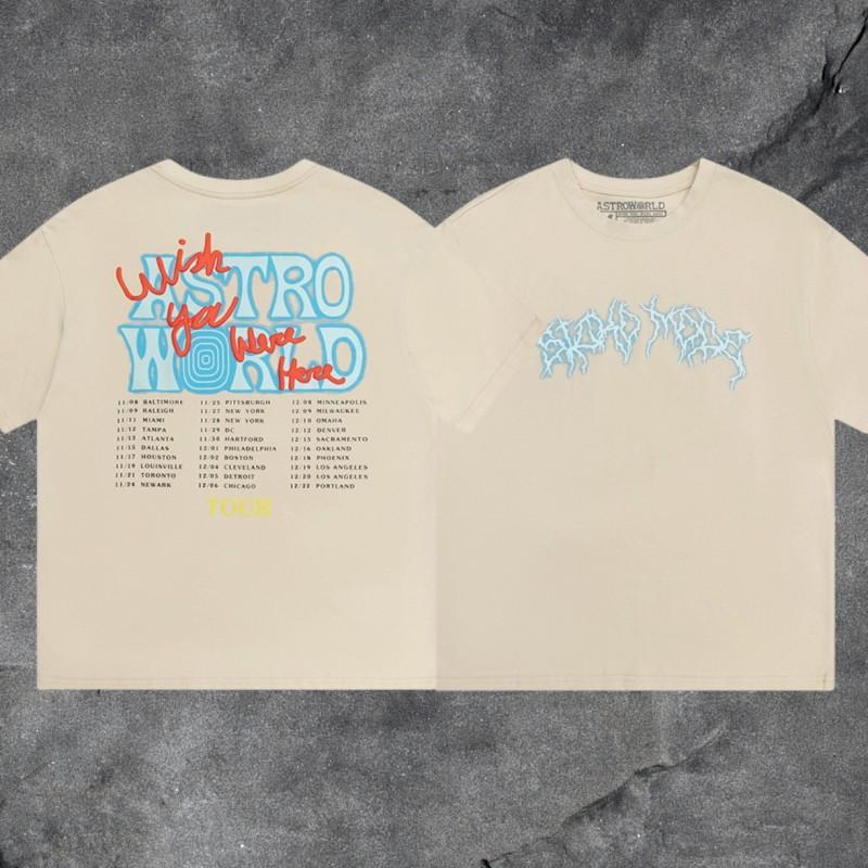 Travis Scott Utopia T-Shirt Mens High Street Short Sleeve Graphic Tee Casual Streetwear