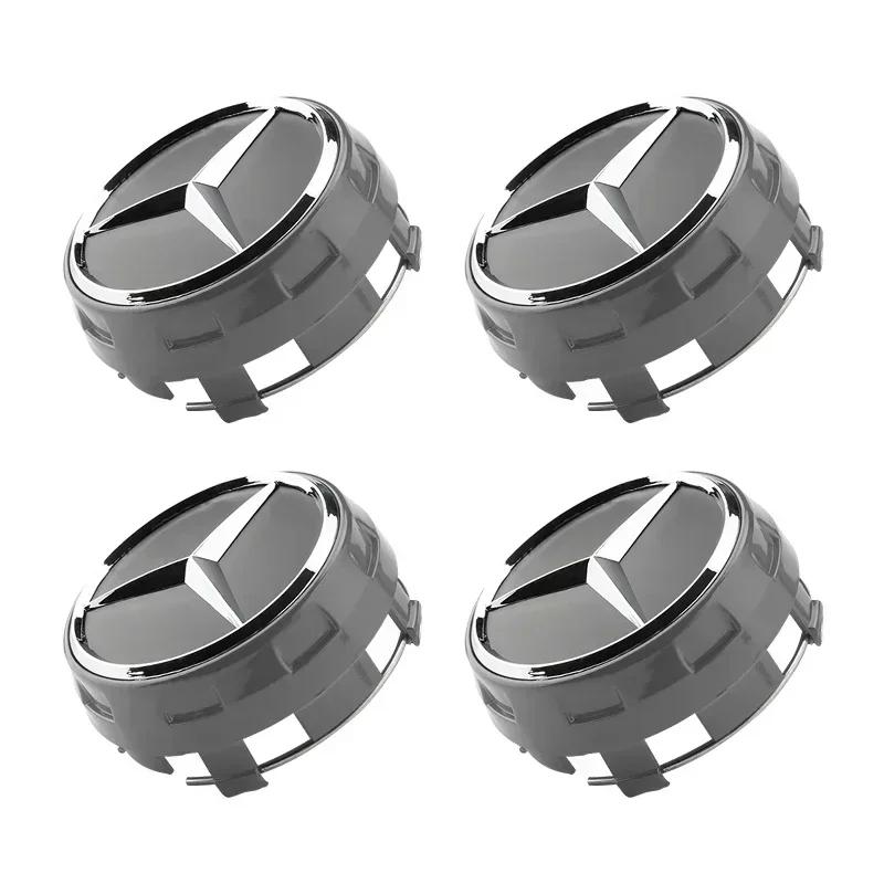 AABGZ1 4pcs 75mm Black Red Raised Car Styling Wheel Center Cap Hub Covers Badge Car Accessories For Mercedes Benz AMG A00040009001