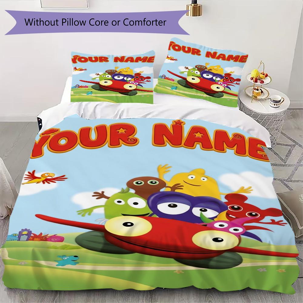 Custom Name Babblarna Pattern Bedding uilt Set uilt Cover Pillowcase Home Decoration Birthday Gift (1*duvet cover+2*pillowcase without core)